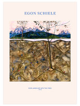 Egon Schiele River Landscape with Two Trees - Art Print